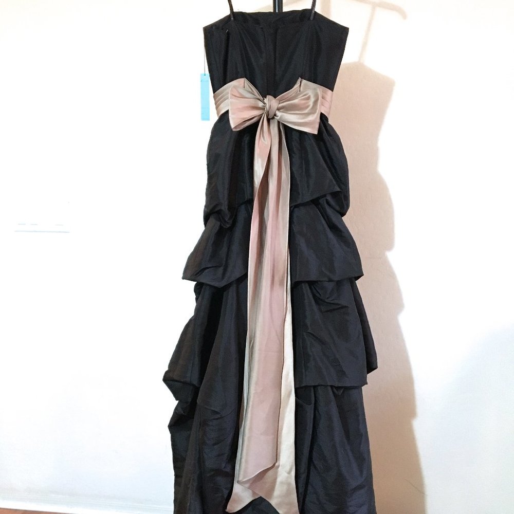 Camille La Vie Formal Evening Party Prom Pageant Dress Long Strapless Black 2 - Picture 8 of 11